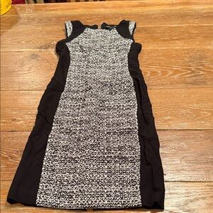 White House Black Market Black and White Textured Midi Dress